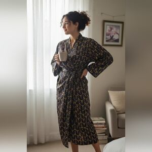 Teddy Bear Paisley Blue Luxury Silky Robe